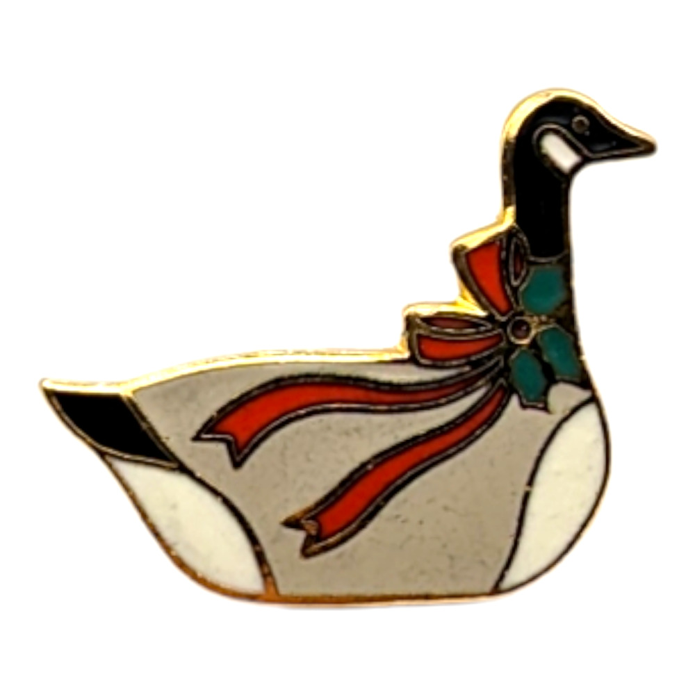 Hallmark Christmas Holiday Goose Bow Vintage Hat Lapel Pin Brooch